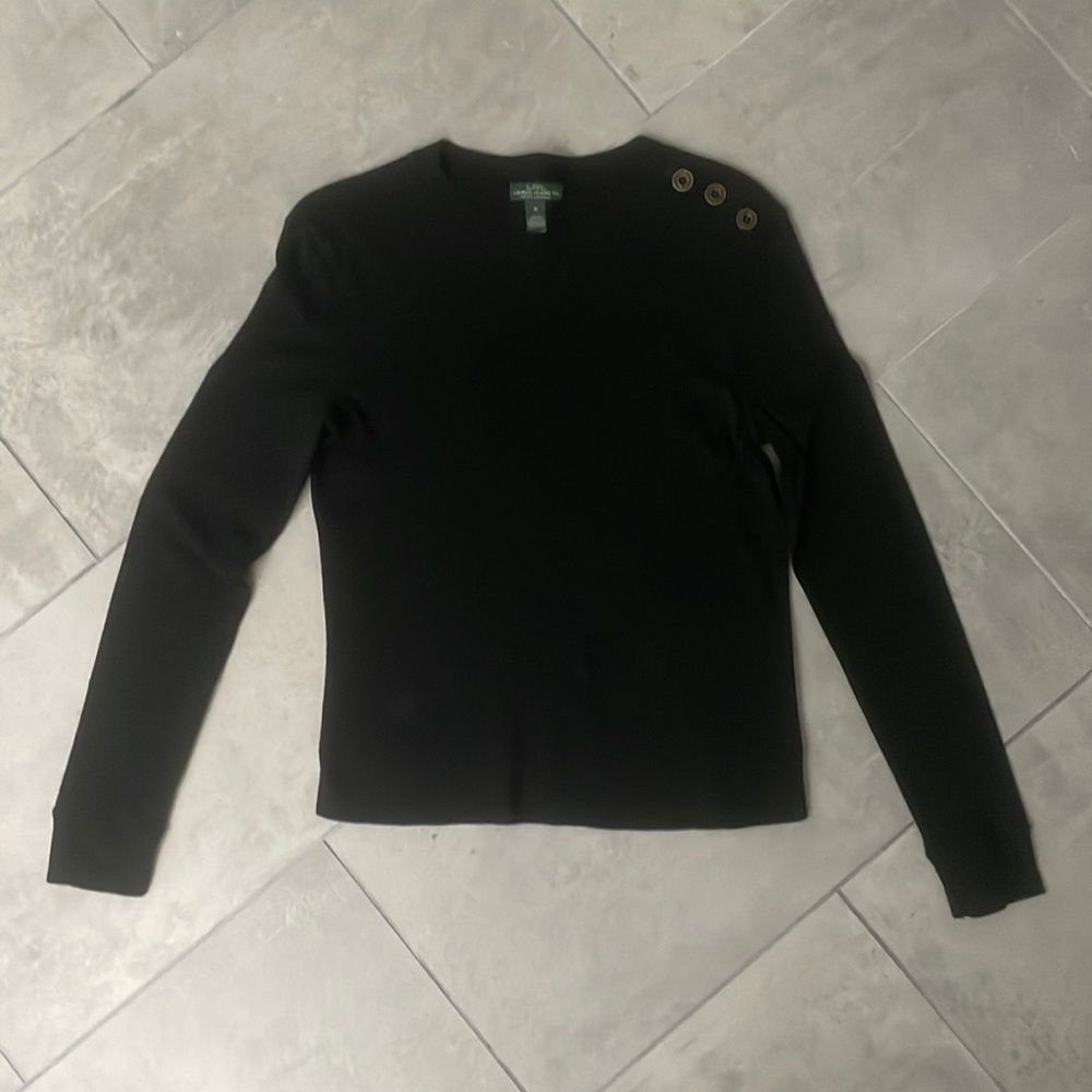 lauren jeans co. top with button feature